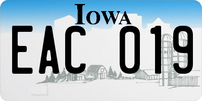 IA license plate EAC019