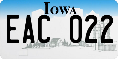 IA license plate EAC022