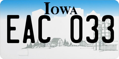 IA license plate EAC033