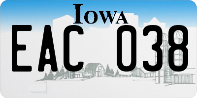 IA license plate EAC038