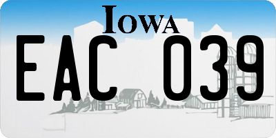 IA license plate EAC039