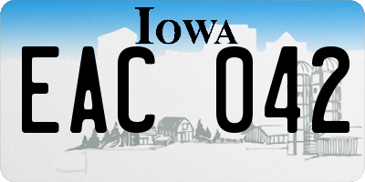 IA license plate EAC042