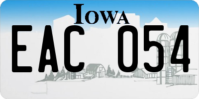 IA license plate EAC054