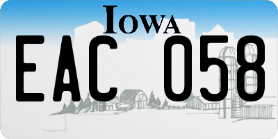 IA license plate EAC058