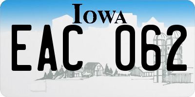 IA license plate EAC062