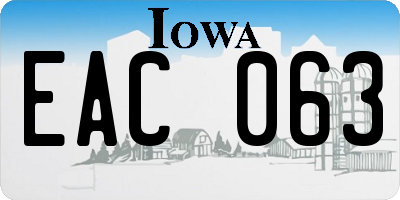 IA license plate EAC063