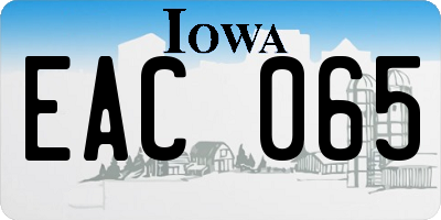 IA license plate EAC065