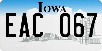 IA license plate EAC067