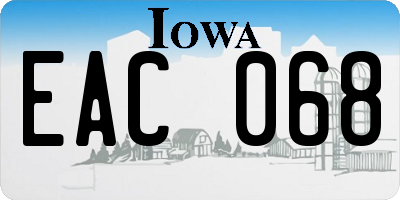 IA license plate EAC068