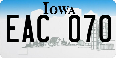 IA license plate EAC070