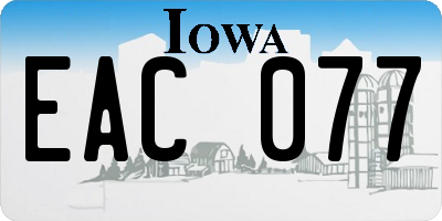 IA license plate EAC077