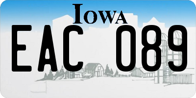 IA license plate EAC089