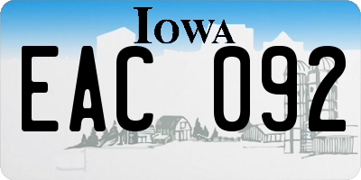 IA license plate EAC092