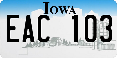 IA license plate EAC103