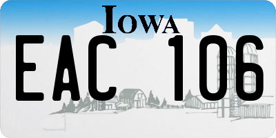 IA license plate EAC106