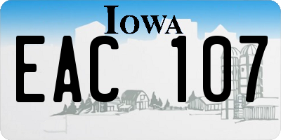 IA license plate EAC107