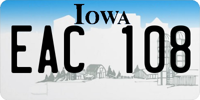 IA license plate EAC108