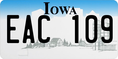 IA license plate EAC109