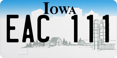 IA license plate EAC111