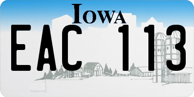 IA license plate EAC113