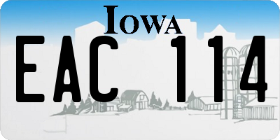 IA license plate EAC114