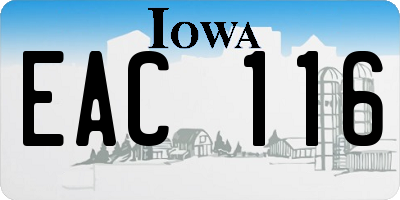 IA license plate EAC116