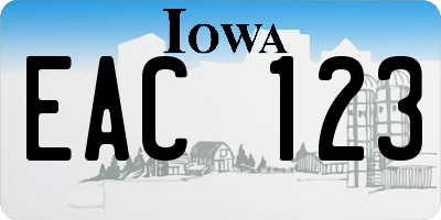 IA license plate EAC123