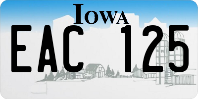 IA license plate EAC125