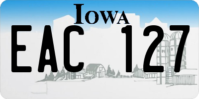 IA license plate EAC127
