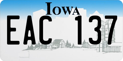 IA license plate EAC137