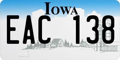 IA license plate EAC138