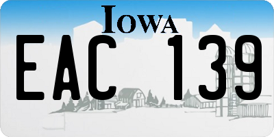 IA license plate EAC139