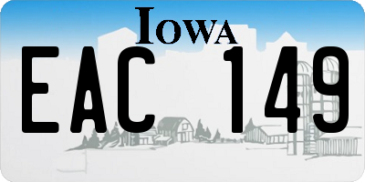 IA license plate EAC149