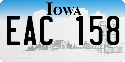 IA license plate EAC158