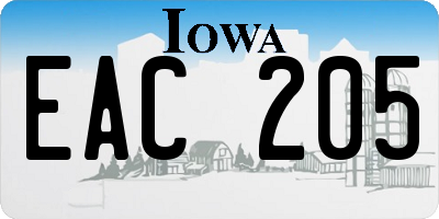 IA license plate EAC205