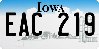 IA license plate EAC219