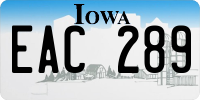 IA license plate EAC289