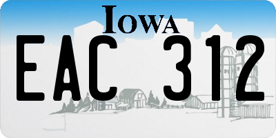IA license plate EAC312