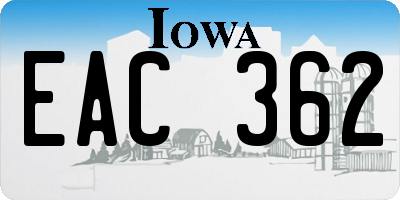 IA license plate EAC362