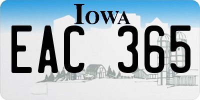 IA license plate EAC365
