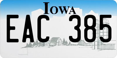 IA license plate EAC385