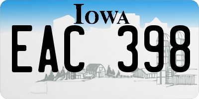 IA license plate EAC398