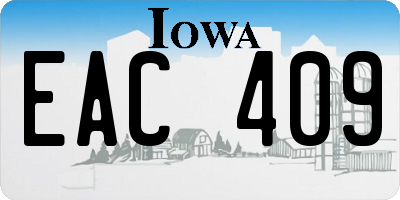 IA license plate EAC409