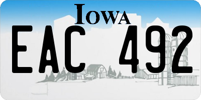 IA license plate EAC492