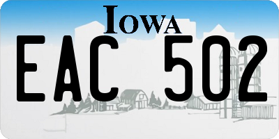 IA license plate EAC502