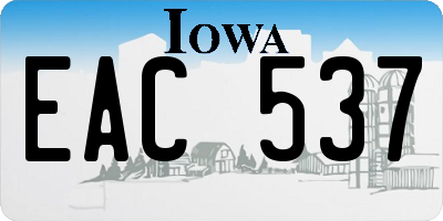 IA license plate EAC537