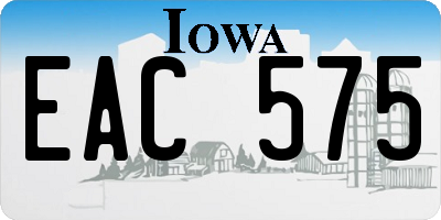 IA license plate EAC575