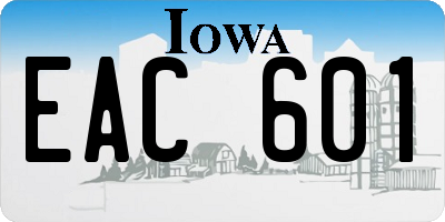 IA license plate EAC601