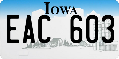 IA license plate EAC603