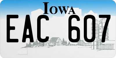 IA license plate EAC607